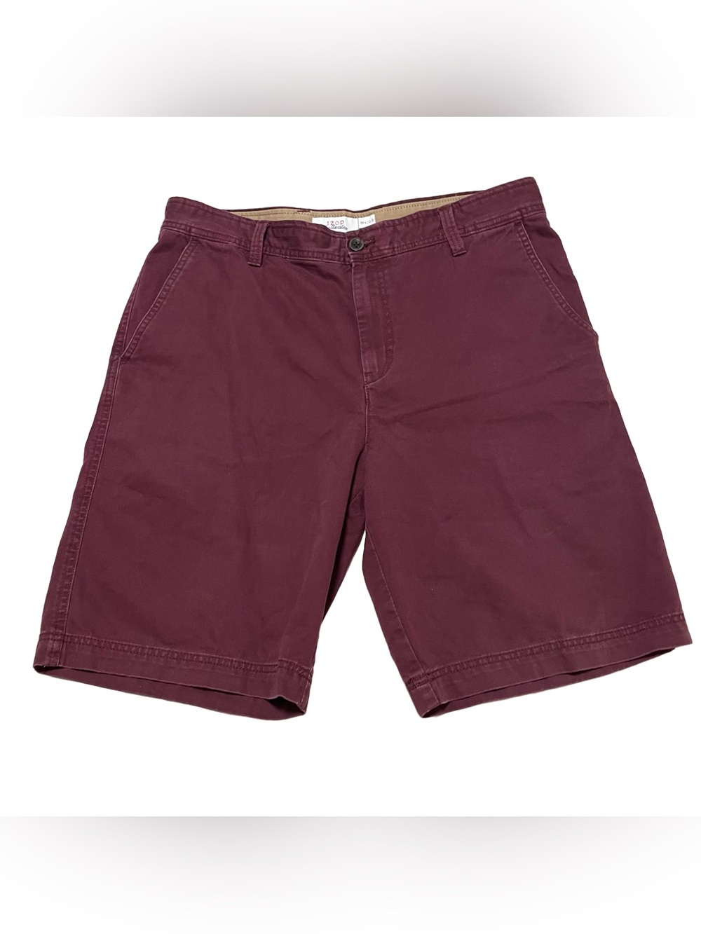 Izod Saltwater Men's Maroon Flat Front Chino Shorts